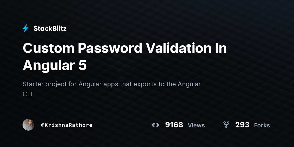 Custom Password Validation In Angular 5 - StackBlitz