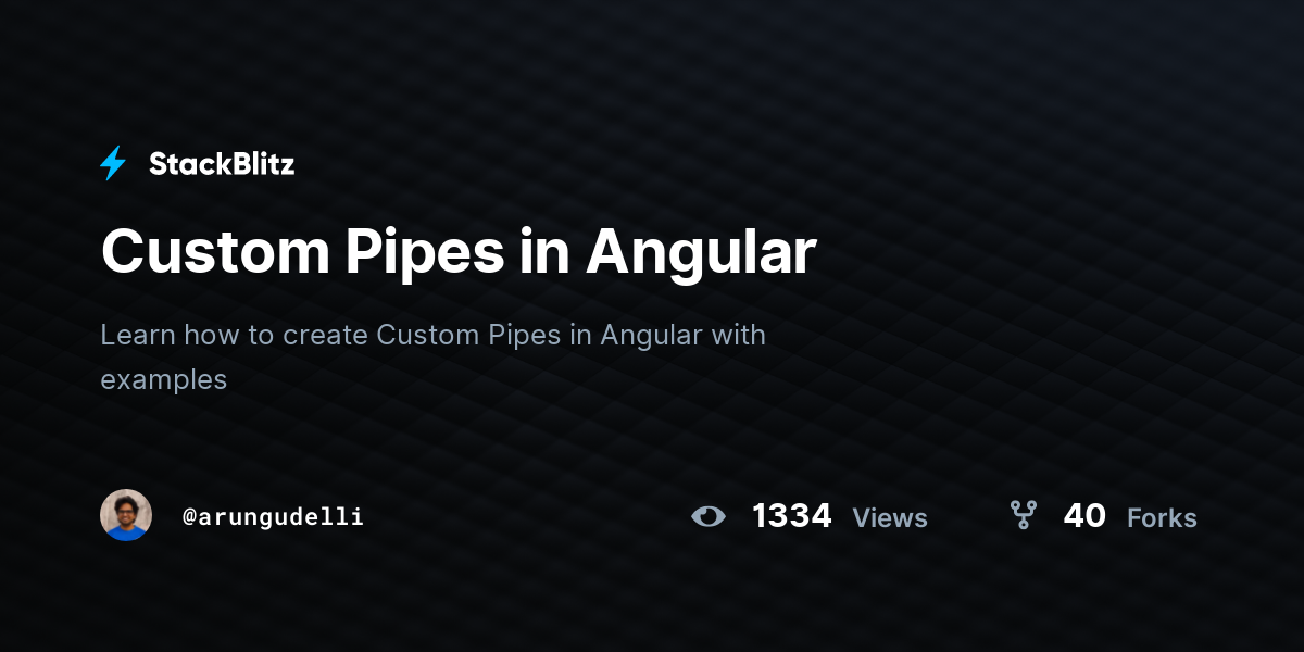 Custom Pipes in Angular StackBlitz