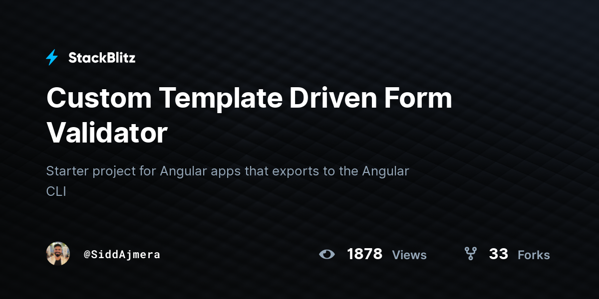 Custom Template Driven Form Validator - StackBlitz