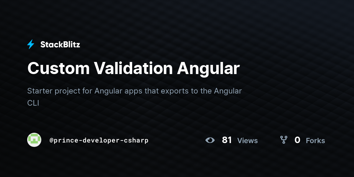 Custom Validation Angular - StackBlitz