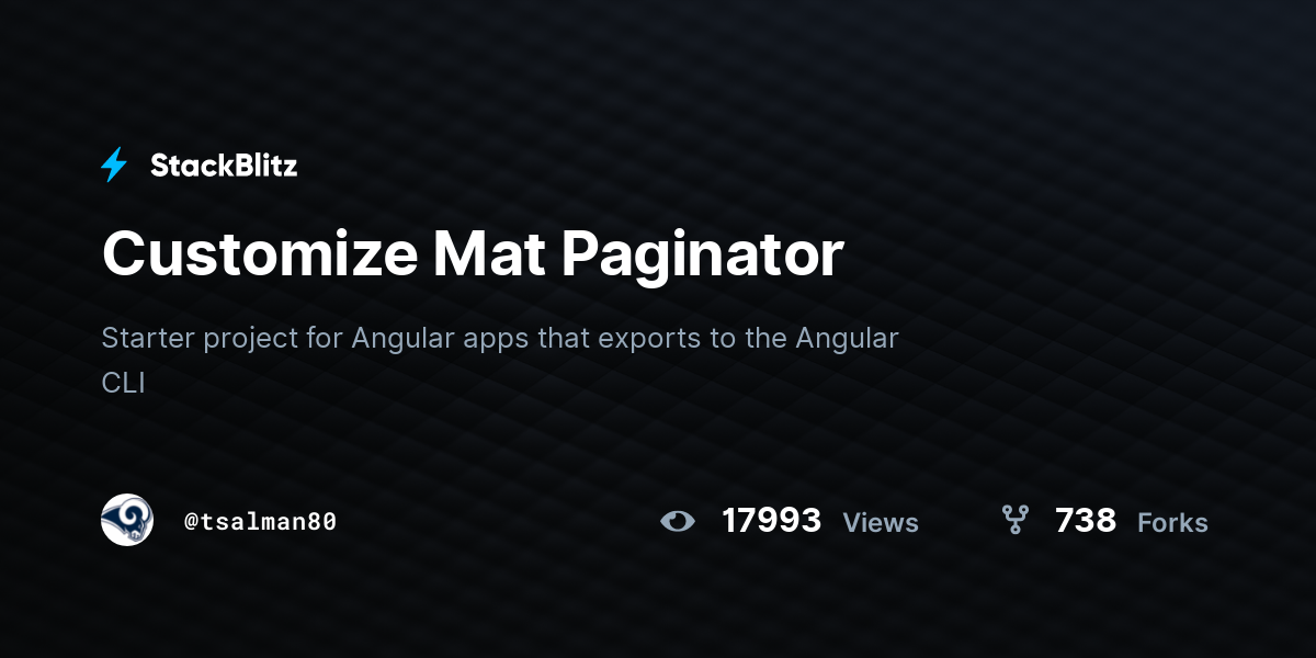 Customize Mat Paginator - StackBlitz