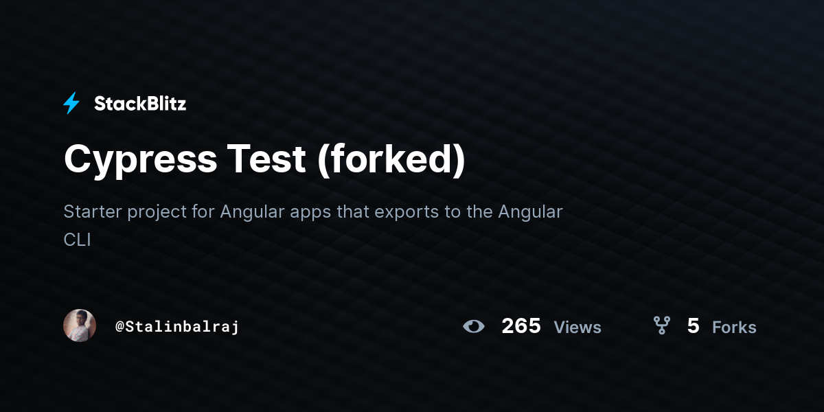 Cypress Test (forked) - StackBlitz