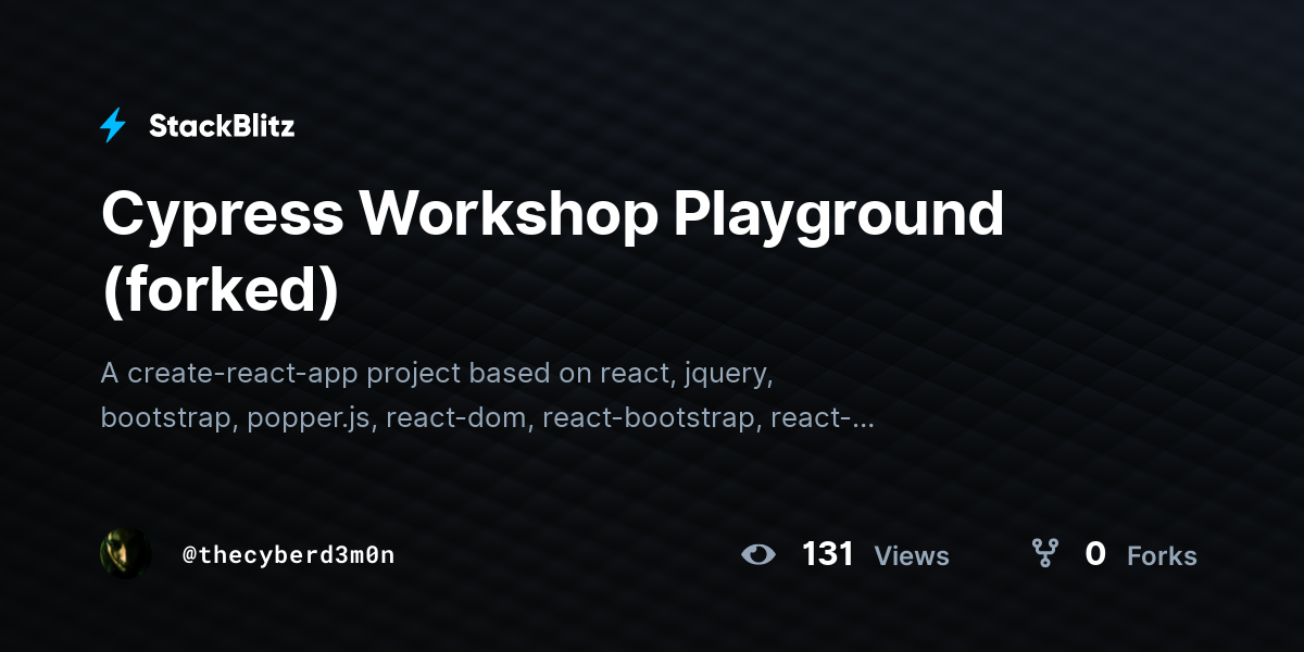 Cypress Workshop Playground (forked) - StackBlitz
