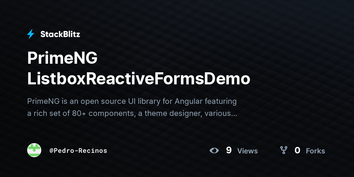 PrimeNG ListboxReactiveFormsDemo - StackBlitz