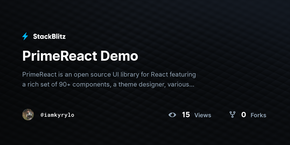 PrimeReact Demo - StackBlitz