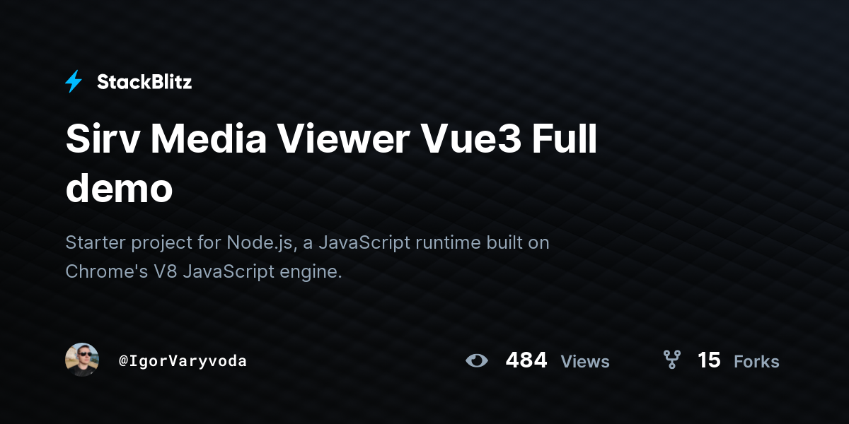 Sirv Media Viewer Vue3 Full demo - StackBlitz