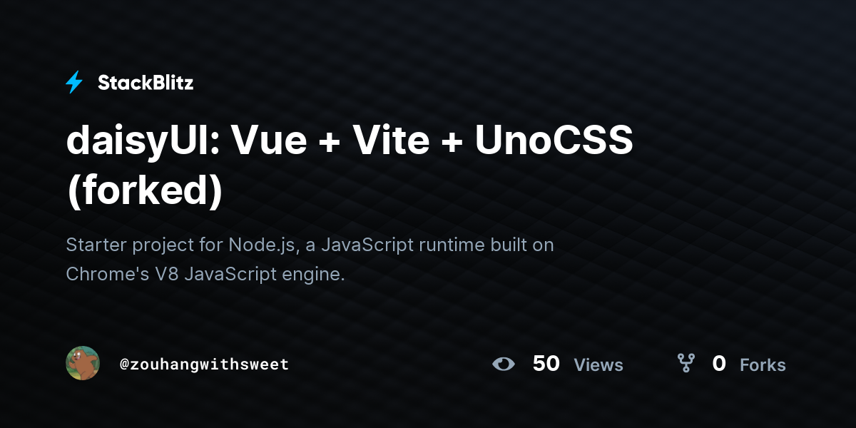 daisyUI: Vue + Vite + UnoCSS (forked) - StackBlitz