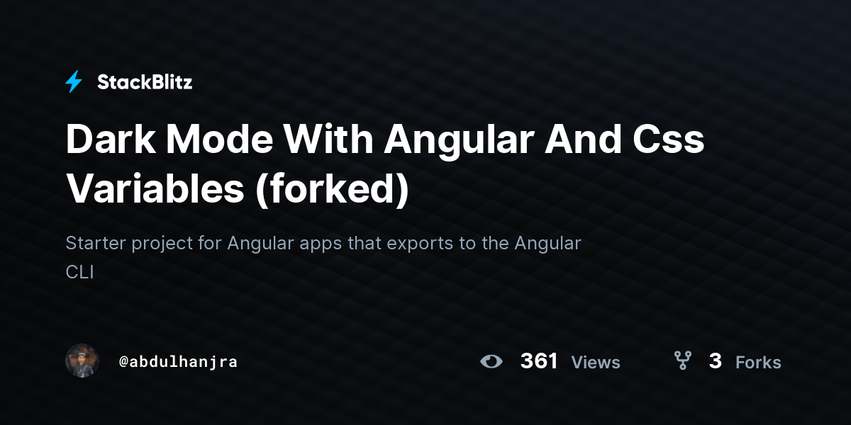 Dark Mode With Angular And Css Variables (forked) - StackBlitz