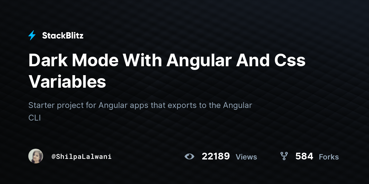 Dark Mode With Angular And Css Variables - StackBlitz