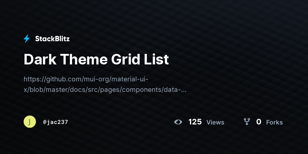 Dark Theme Grid List - StackBlitz