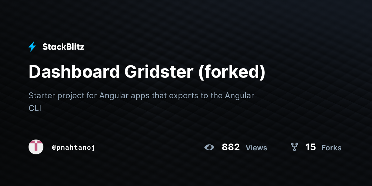 Dashboard Gridster (forked) - StackBlitz