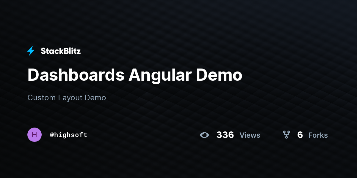 Dashboards Angular Demo - StackBlitz