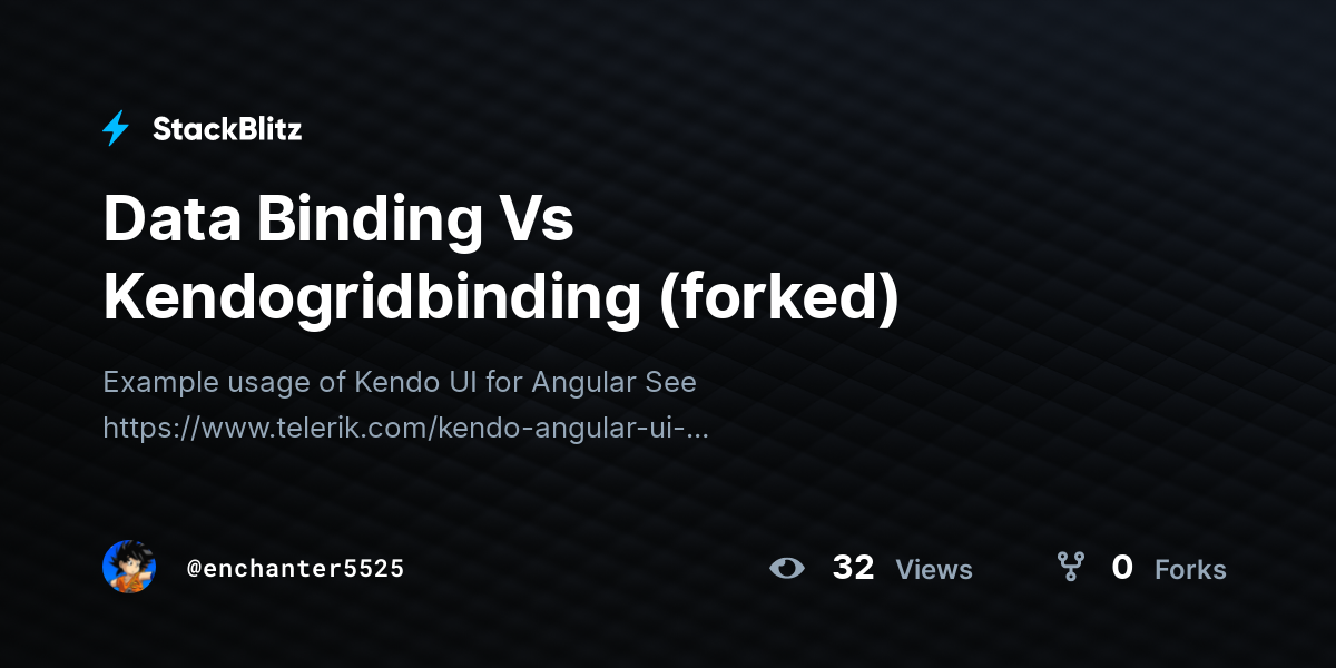 Data Binding Vs Kendogridbinding (forked) - StackBlitz