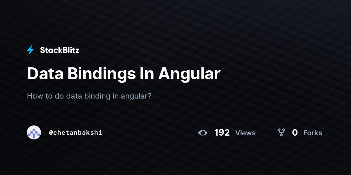 Data Bindings In Angular - StackBlitz