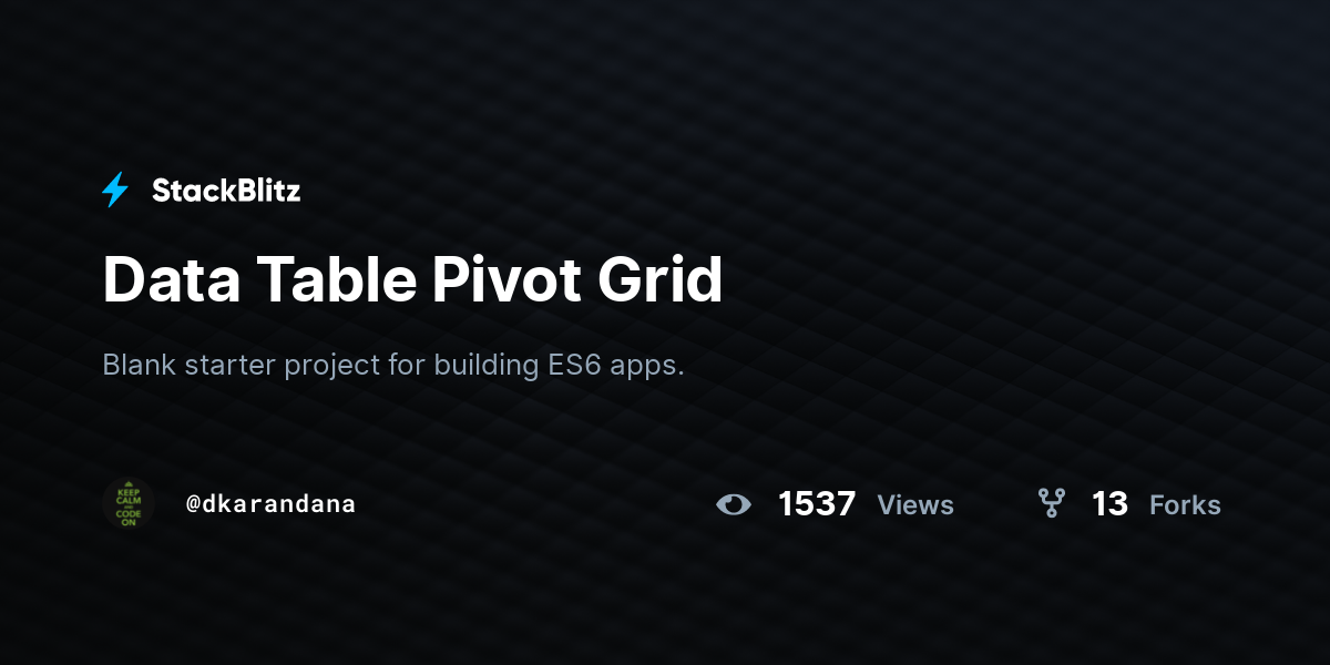 Data Table Pivot Grid - StackBlitz