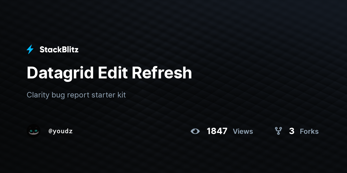Datagrid Edit Refresh - StackBlitz