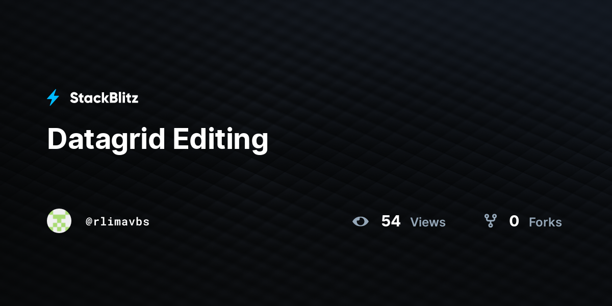 Datagrid Editing - StackBlitz