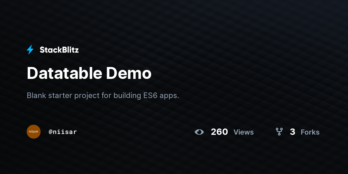 Datatable Demo - StackBlitz