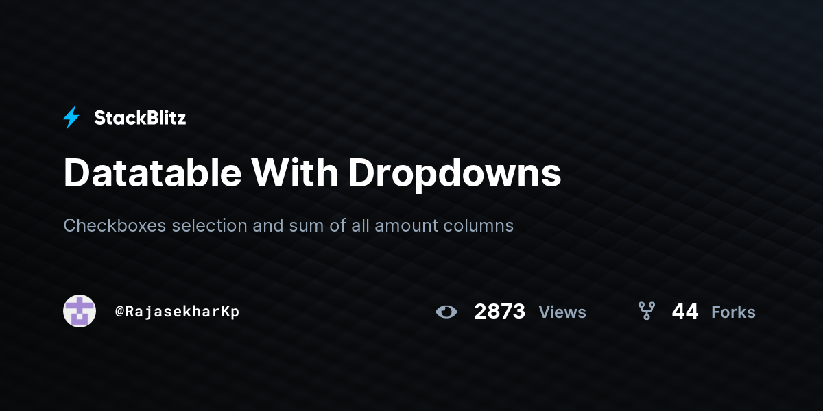 Datatable With Dropdowns - StackBlitz