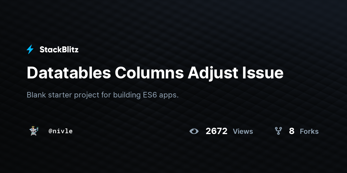 Datatables Columns Adjust Issue - StackBlitz