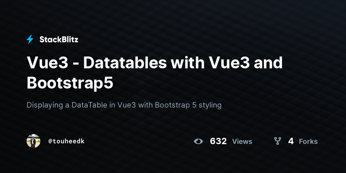 Vue3 - Datatables with Vue3 and Bootstrap5 - StackBlitz