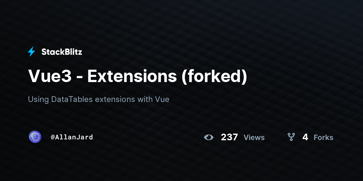 Vue3 - Extensions (forked) - StackBlitz