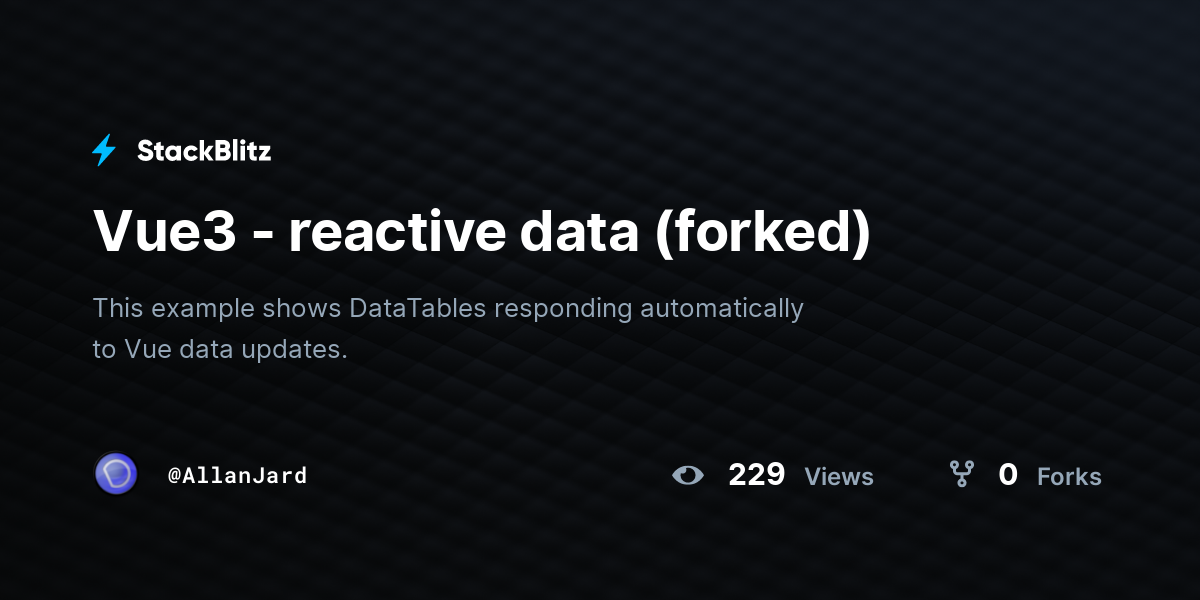 Vue3 - reactive data (forked) - StackBlitz