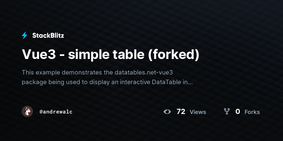 Vue3 - simple table (forked) - StackBlitz