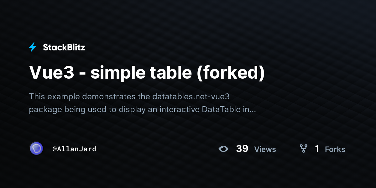 Vue3 - simple table (forked) - StackBlitz