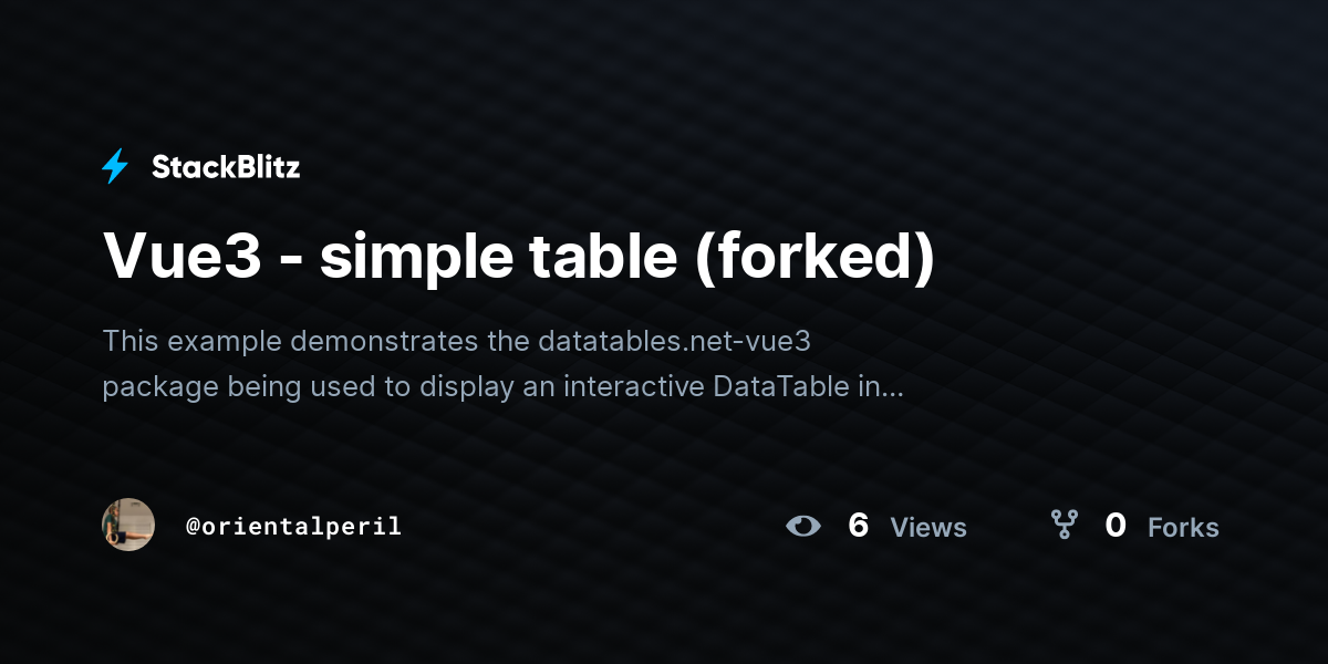 Vue3 - simple table (forked) - StackBlitz