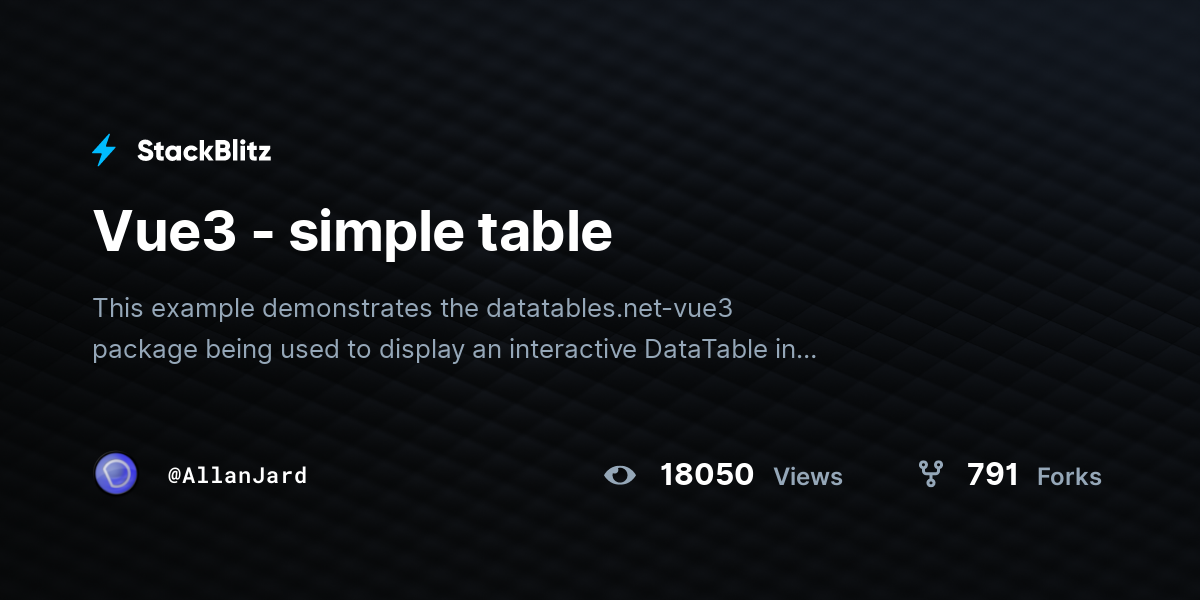 Vue3 - Simple Table - StackBlitz