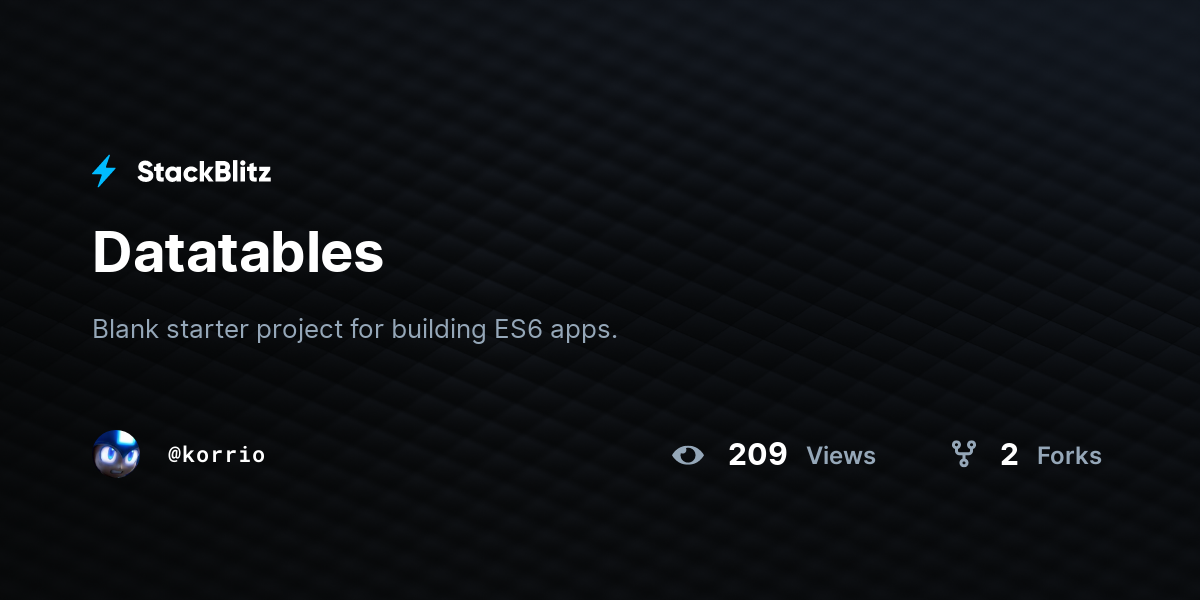 Datatables - StackBlitz
