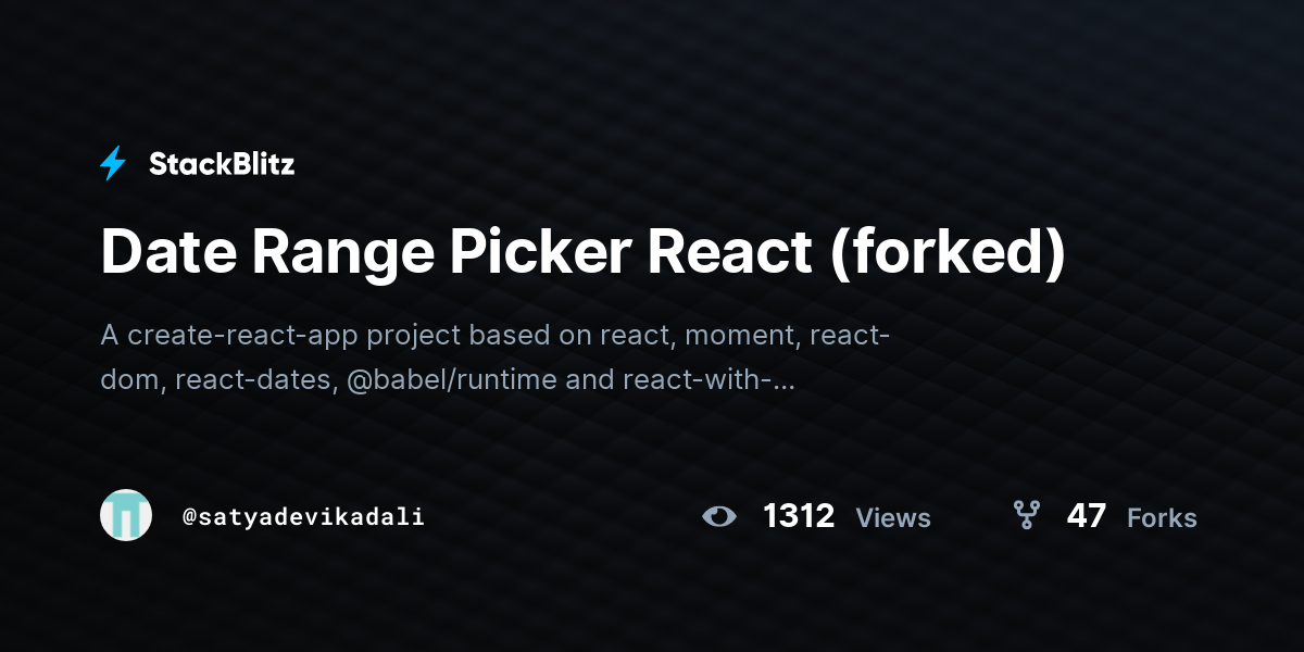 Date Range Picker React (forked) - StackBlitz