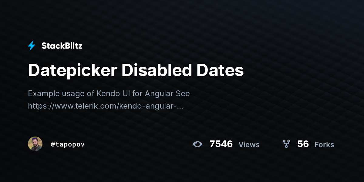 Datepicker Disabled Dates - StackBlitz