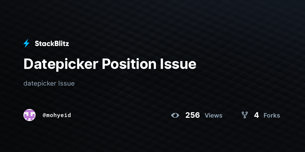 Datepicker Position Issue - StackBlitz