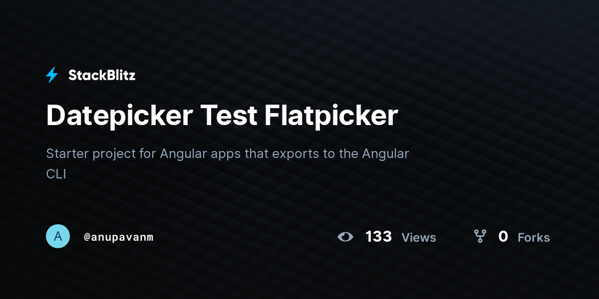 Datepicker Test Flatpicker - StackBlitz