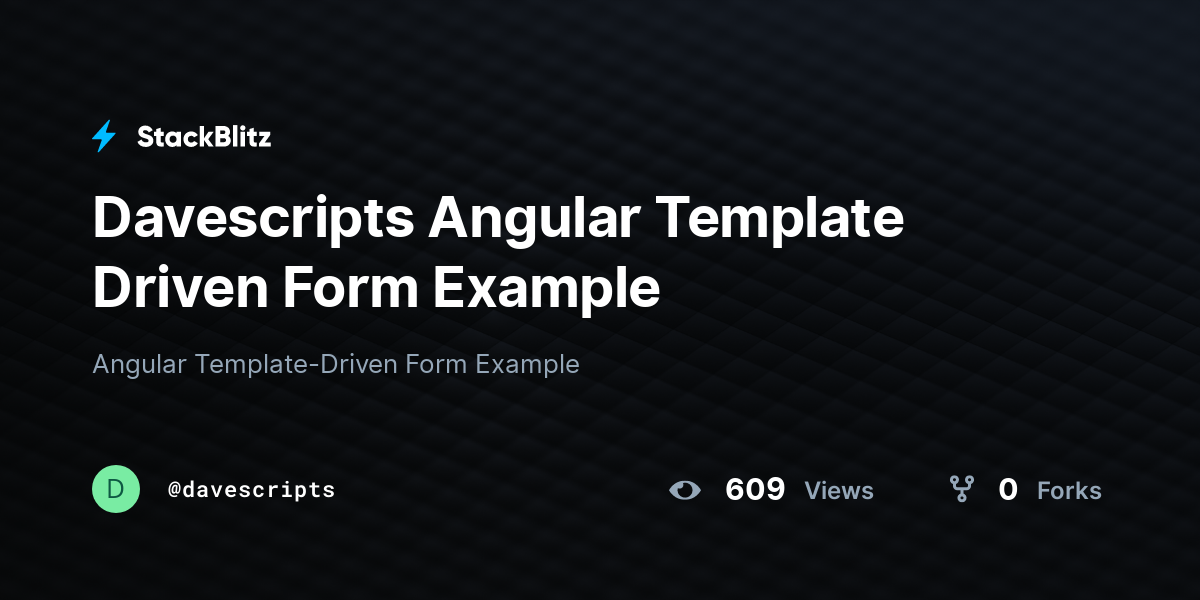 Davescripts Angular Template Driven Form Example - StackBlitz