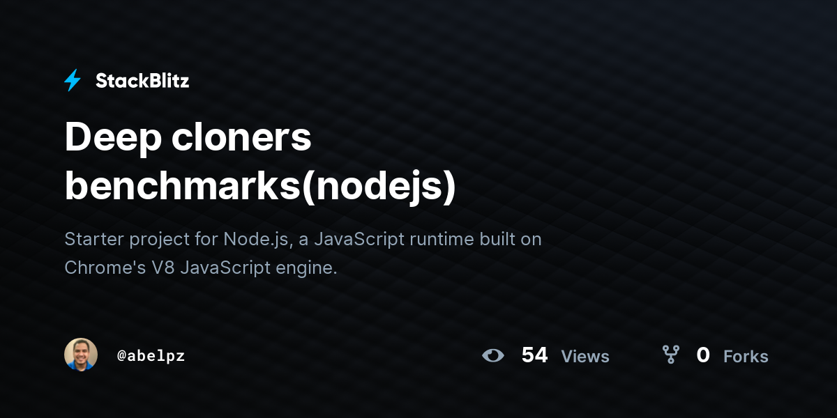 Deep cloners benchmarks(nodejs) - StackBlitz