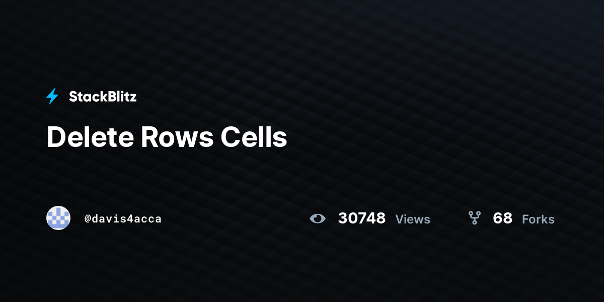Delete Rows Cells - StackBlitz