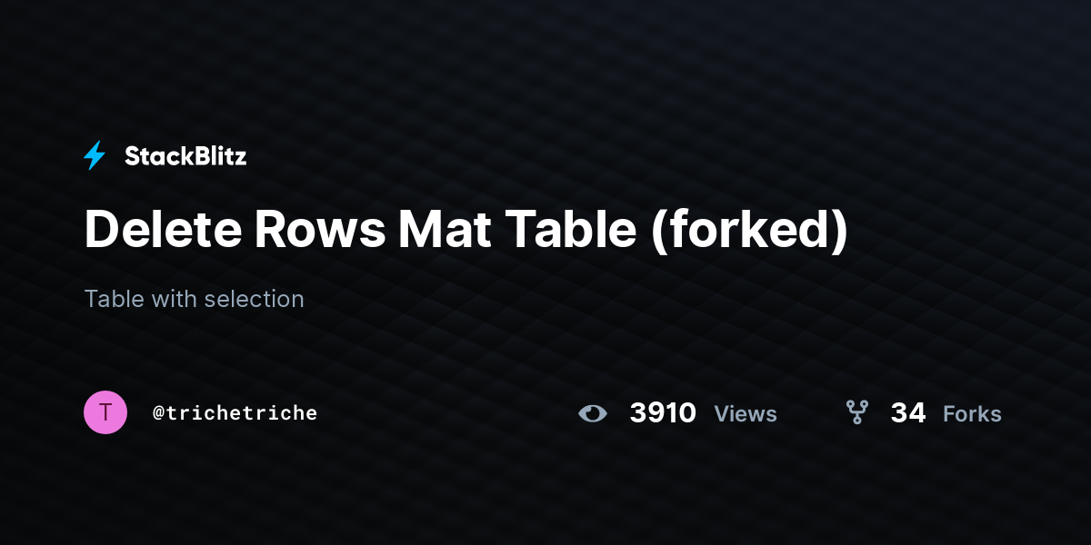 Delete Rows Mat Table (forked) - StackBlitz