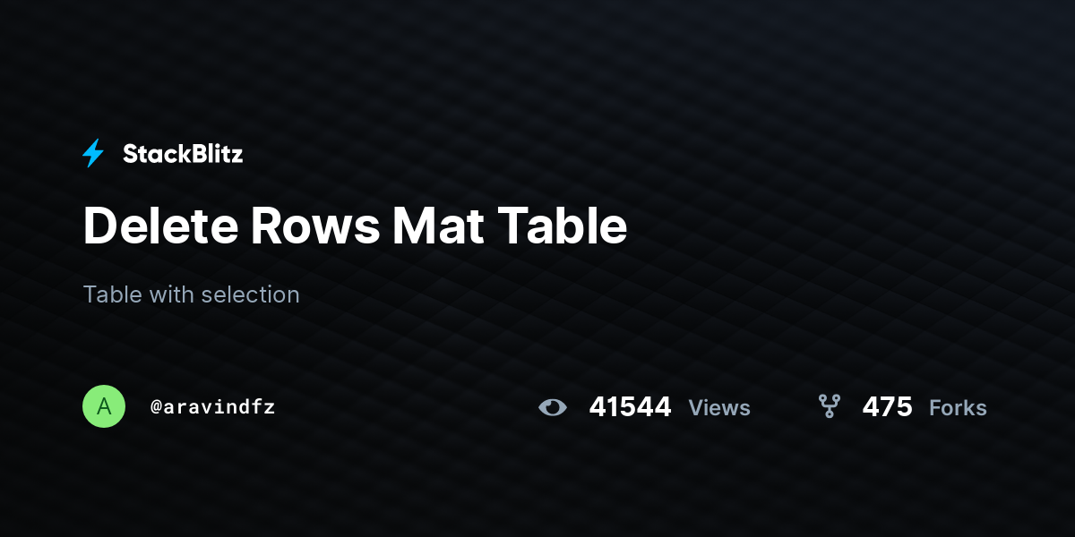 Delete Rows Mat Table - StackBlitz