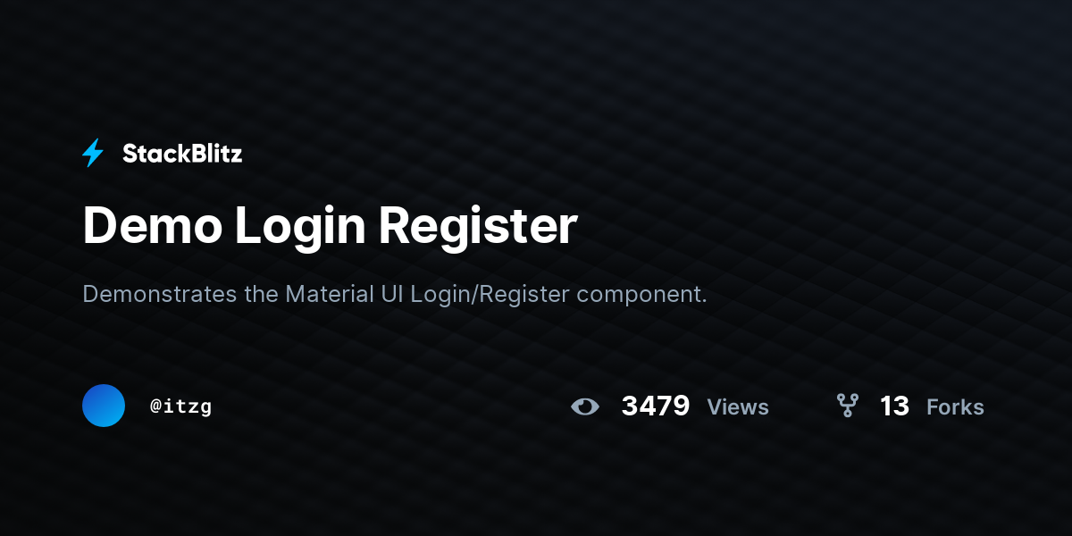 Demo Login Register - StackBlitz