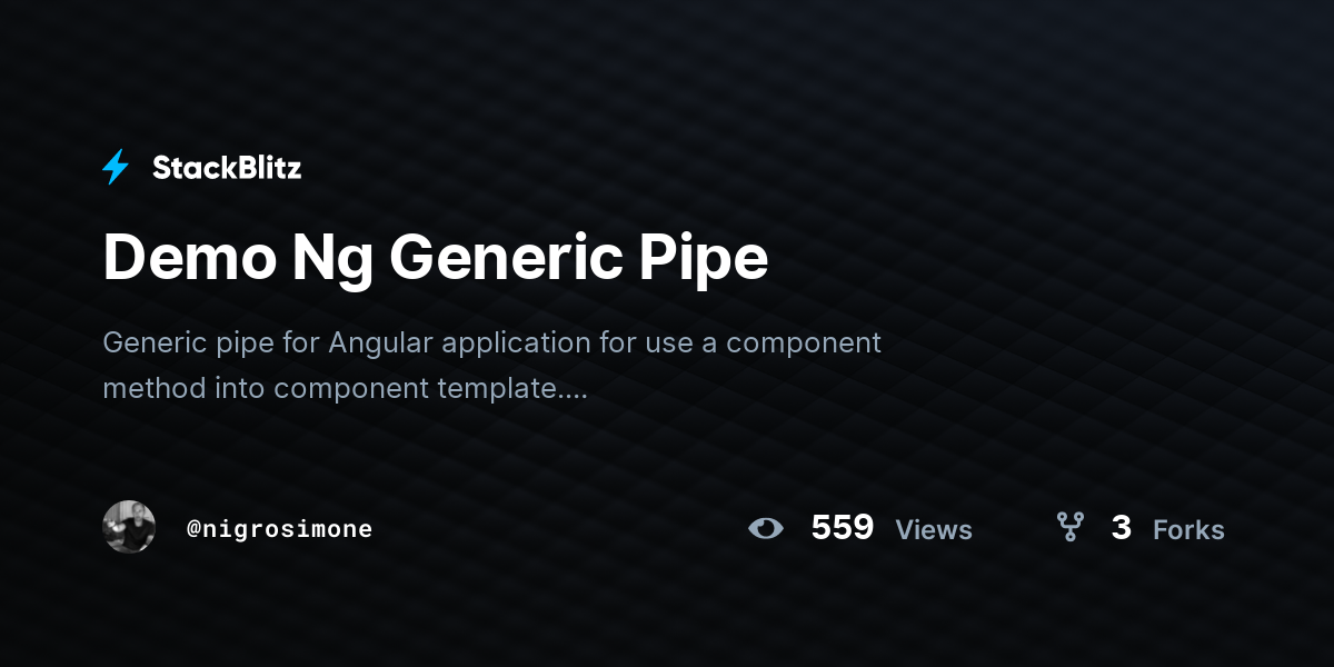 Demo Ng Generic Pipe - StackBlitz