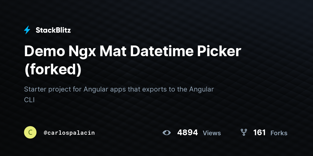 Demo Ngx Mat Datetime Picker (forked) - StackBlitz
