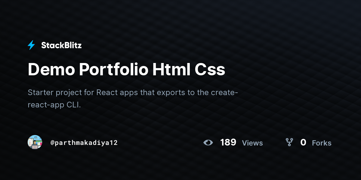 Demo Portfolio Html Css - StackBlitz image.