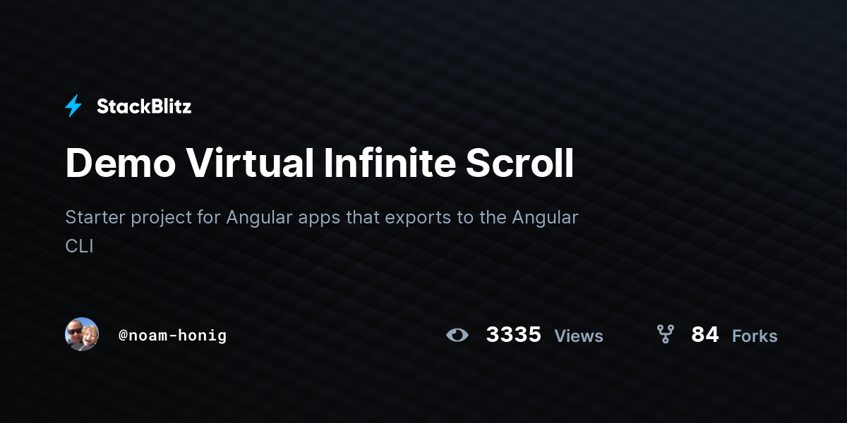 Demo Virtual Infinite Scroll - StackBlitz