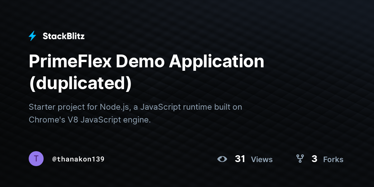 PrimeFlex Demo Application (duplicated) - StackBlitz