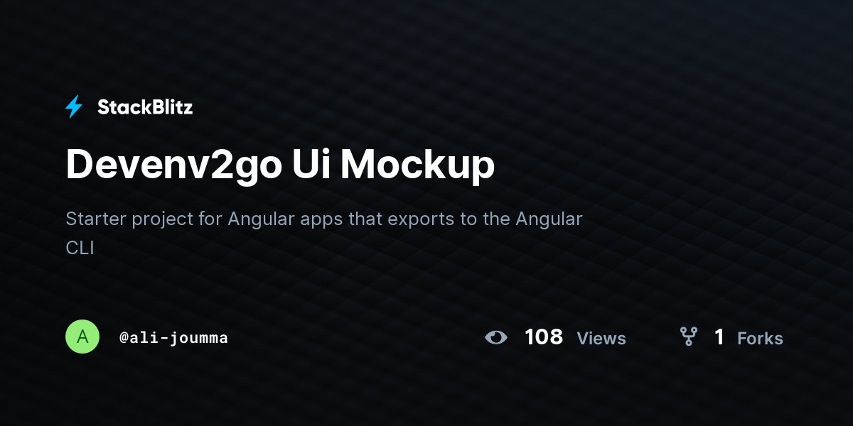 Devenv2go Ui Mockup - StackBlitz