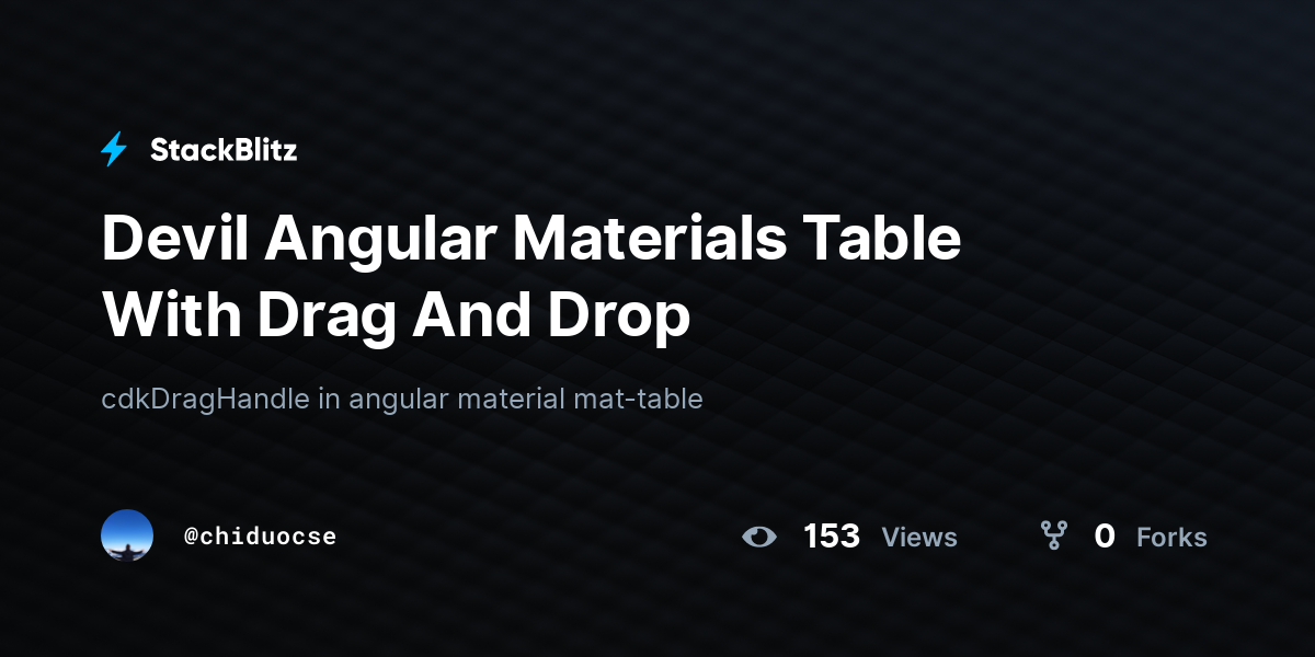 Devil Angular Materials Table With Drag And Drop StackBlitz