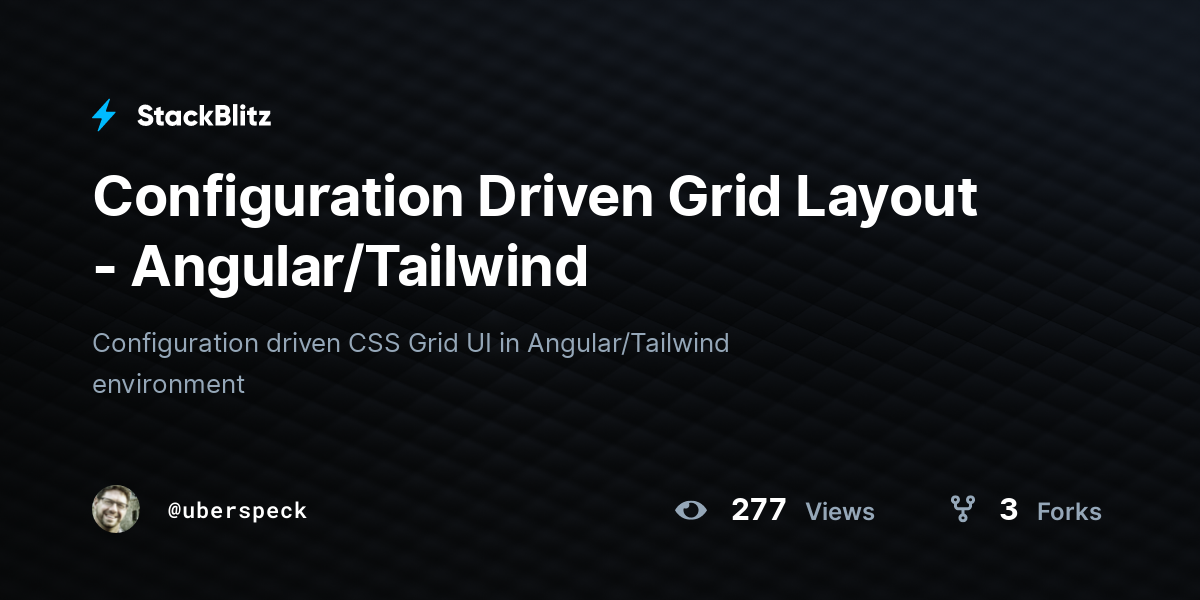 Configuration Driven Grid Layout - Angular/Tailwind - StackBlitz